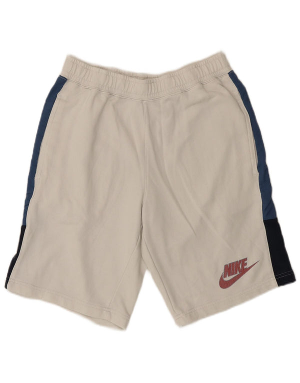 Shorts esportivos masculinos Nike médio branco colorblock algodão