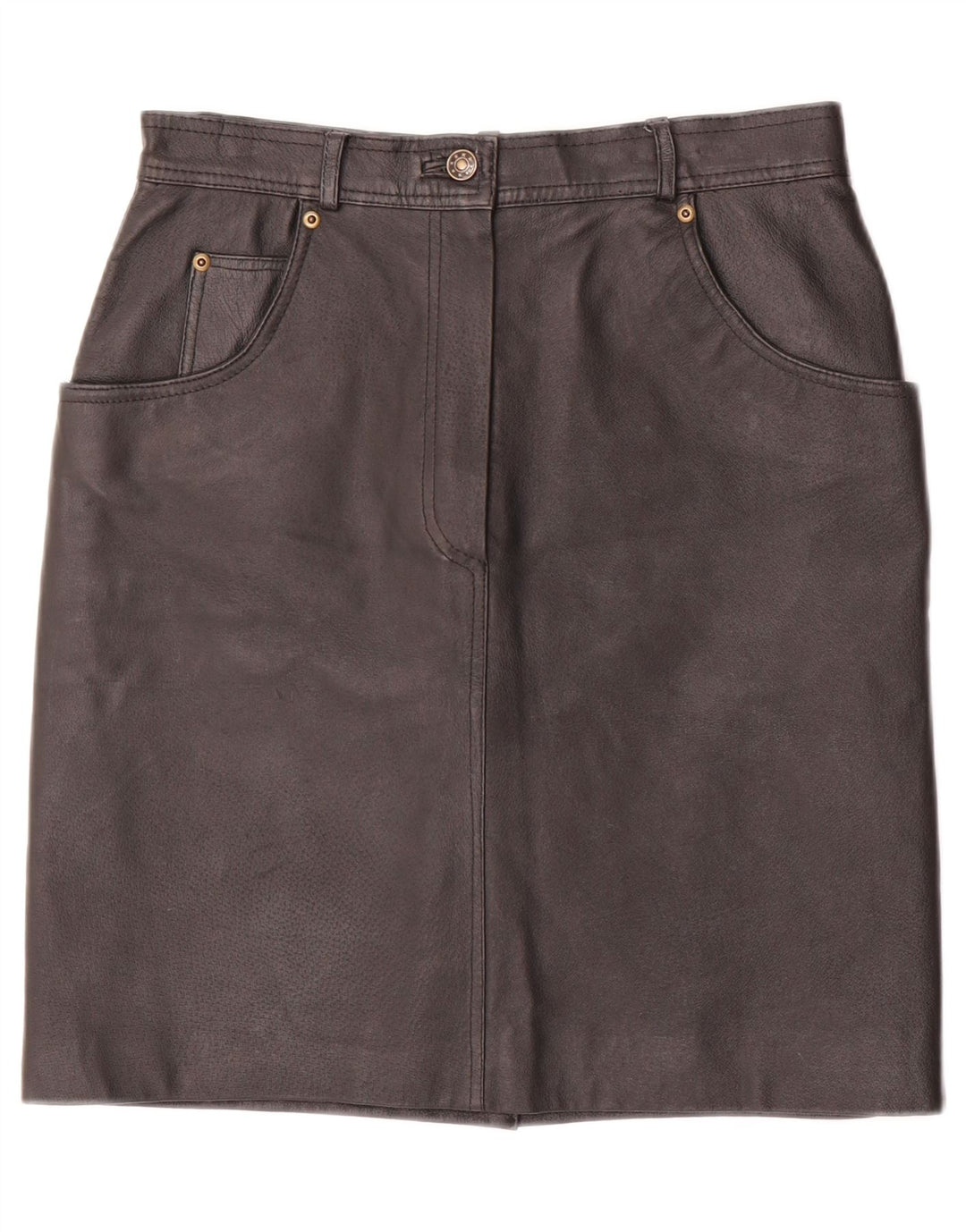 Saia de couro feminina vintage EU 40 médio W28 couro preto