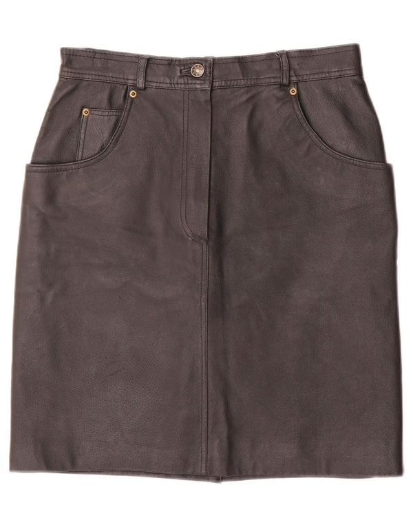 Saia de couro feminina vintage EU 40 médio W28 couro preto