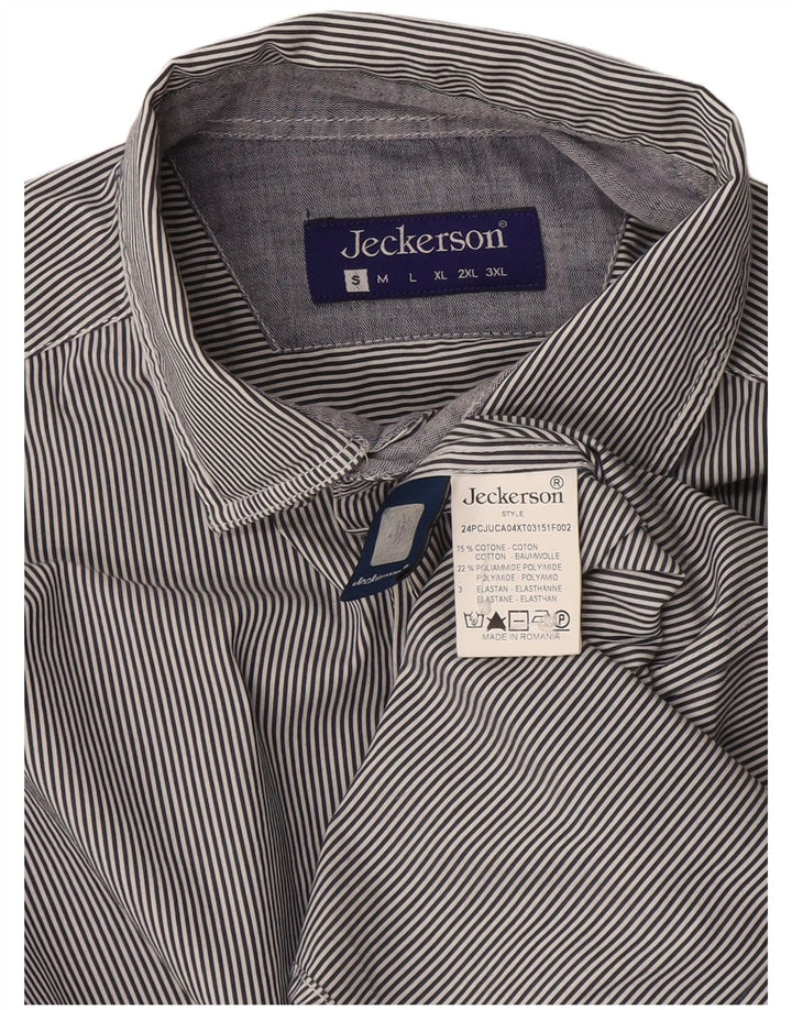 Camisa masculina Jeckerson pequena listrada azul de algodão