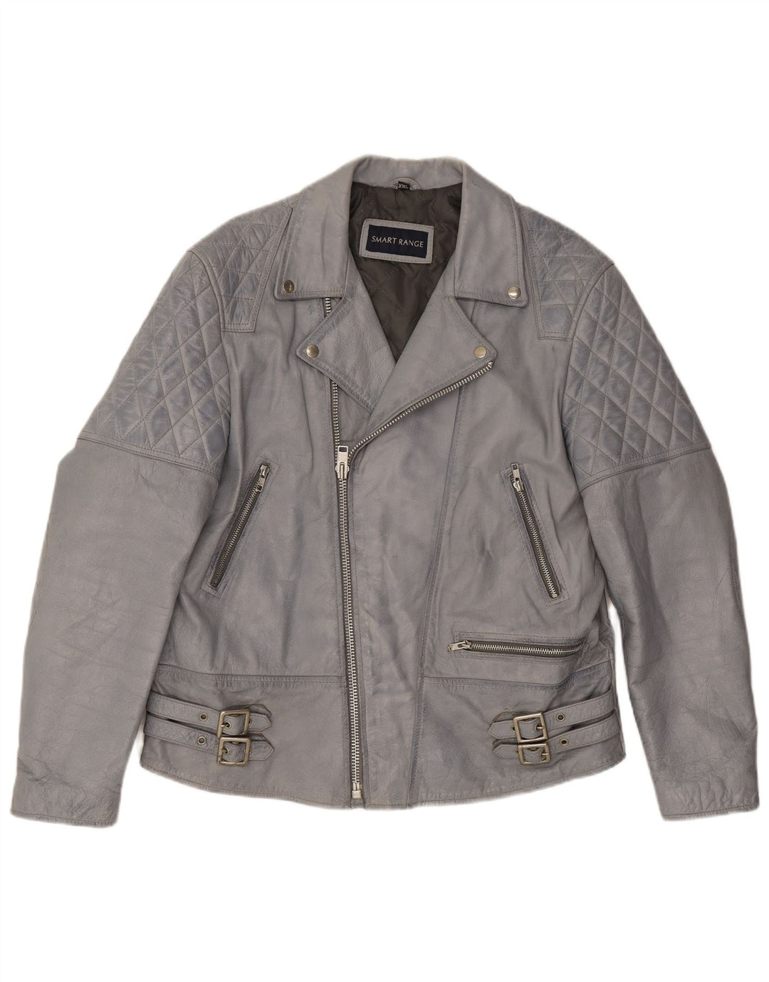 Jaqueta de couro para motociclista feminina Smart Range Reino Unido 20 2XL couro azul