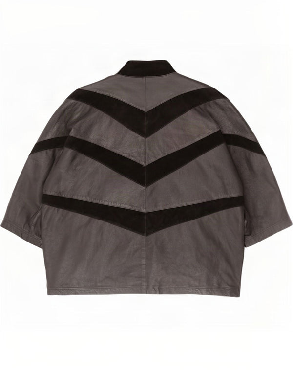 Jaqueta feminina vintage manga 3/4 oversized IT 56 4XL preto colorblock