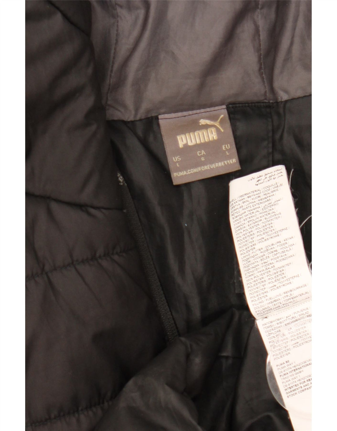 Jaqueta acolchoada com capuz masculina Puma UK 40 grande poliéster preto