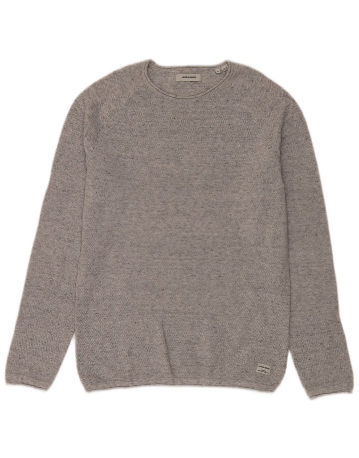 Suéter masculino Jack & Jones com gola redonda, pequeno cinza manchado