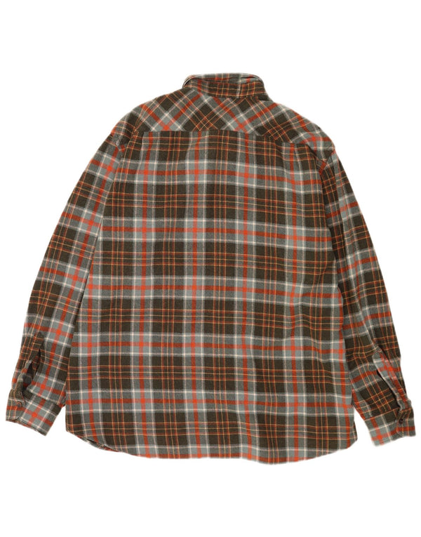 Camisa masculina vintage de flanela de lenhador XL cáqui xadrez