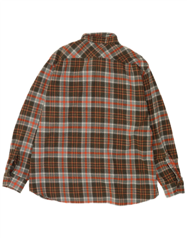 Camisa masculina vintage de flanela de lenhador XL cáqui xadrez