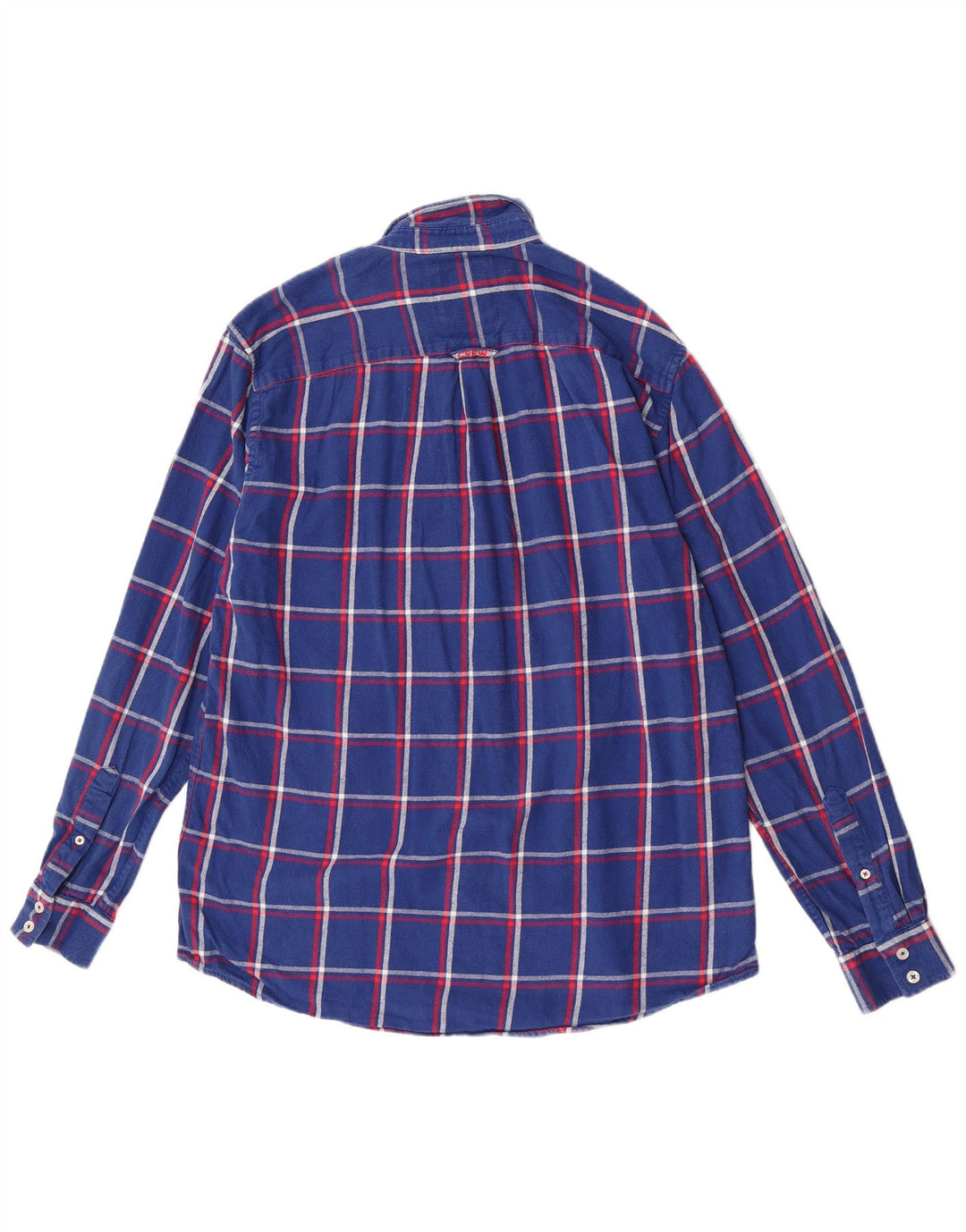 Camisa masculina de flanela de ajuste regular da Crew Clothing, algodão xadrez azul grande