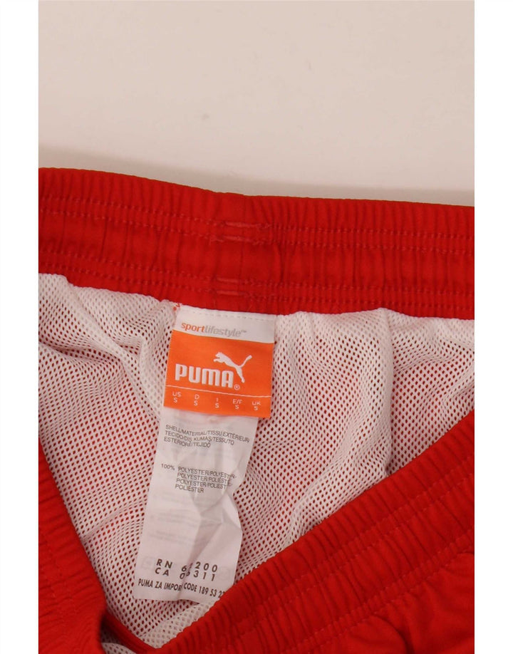 Shorts de natação masculinos Puma pequeno poliéster colorblock vermelho