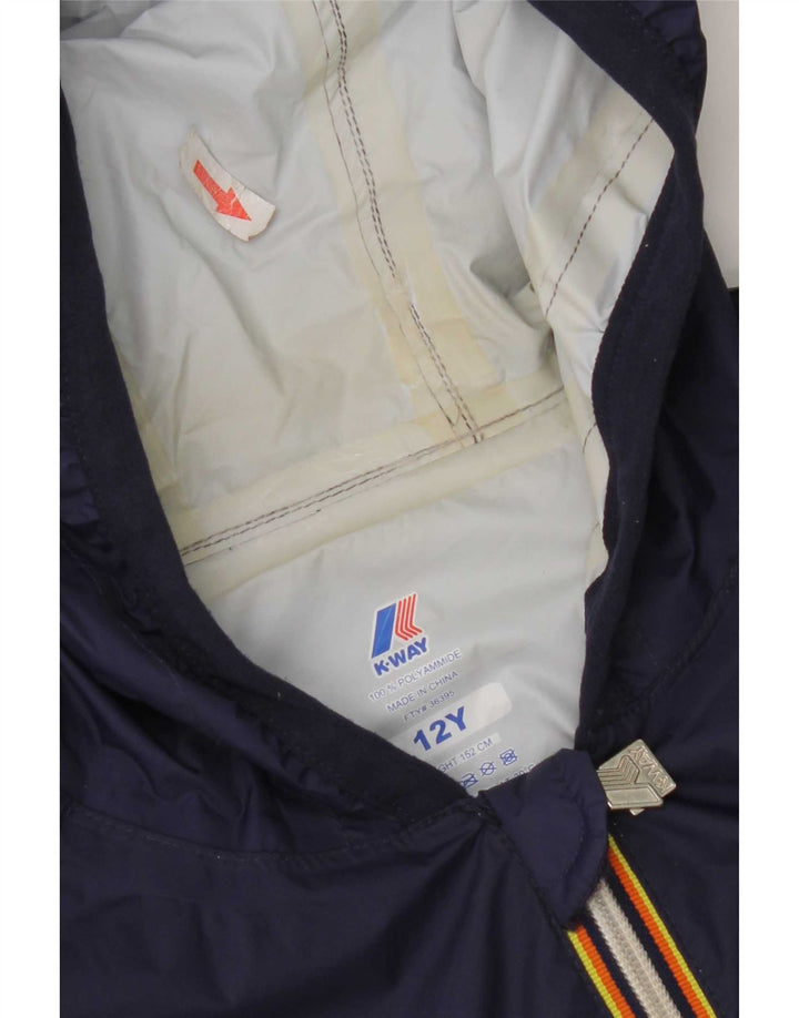 Jaqueta de chuva com capuz K-Way Boys 11-12 anos azul marinho nylon