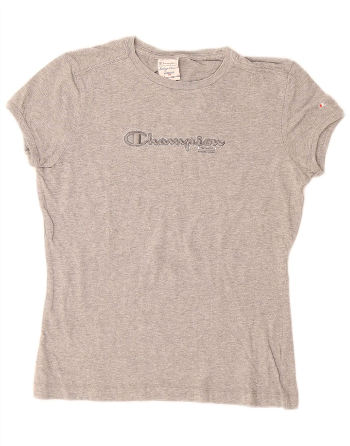 Camiseta feminina CHAMPION Heritage Classics com estampa UK 12 cinza médio