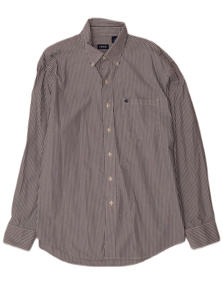 Camisa masculina IZOD grande algodão listrado azul marinho