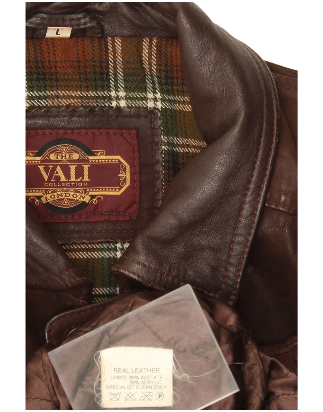 Jaqueta de couro masculina Vali Collection UK 40 grande couro marrom