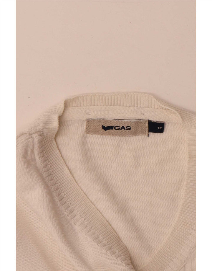 Suéter masculino Gas com decote em V pequeno branco