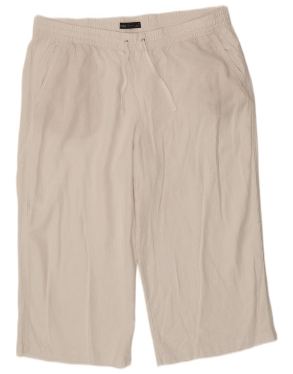 Calça capri feminina Marks & Spencer reta UK 20 2XL W40 L21 branca