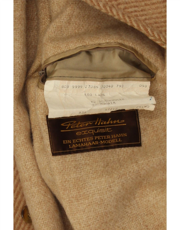 Jaqueta bomber masculina Peter Hahn IT 50 grande lã espinha de peixe bege
