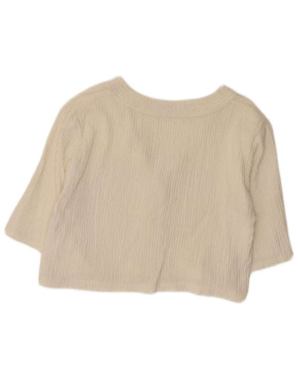 Cardigan feminino Zara com manga 3/4 e manga 3/4 UK 12 algodão branco médio