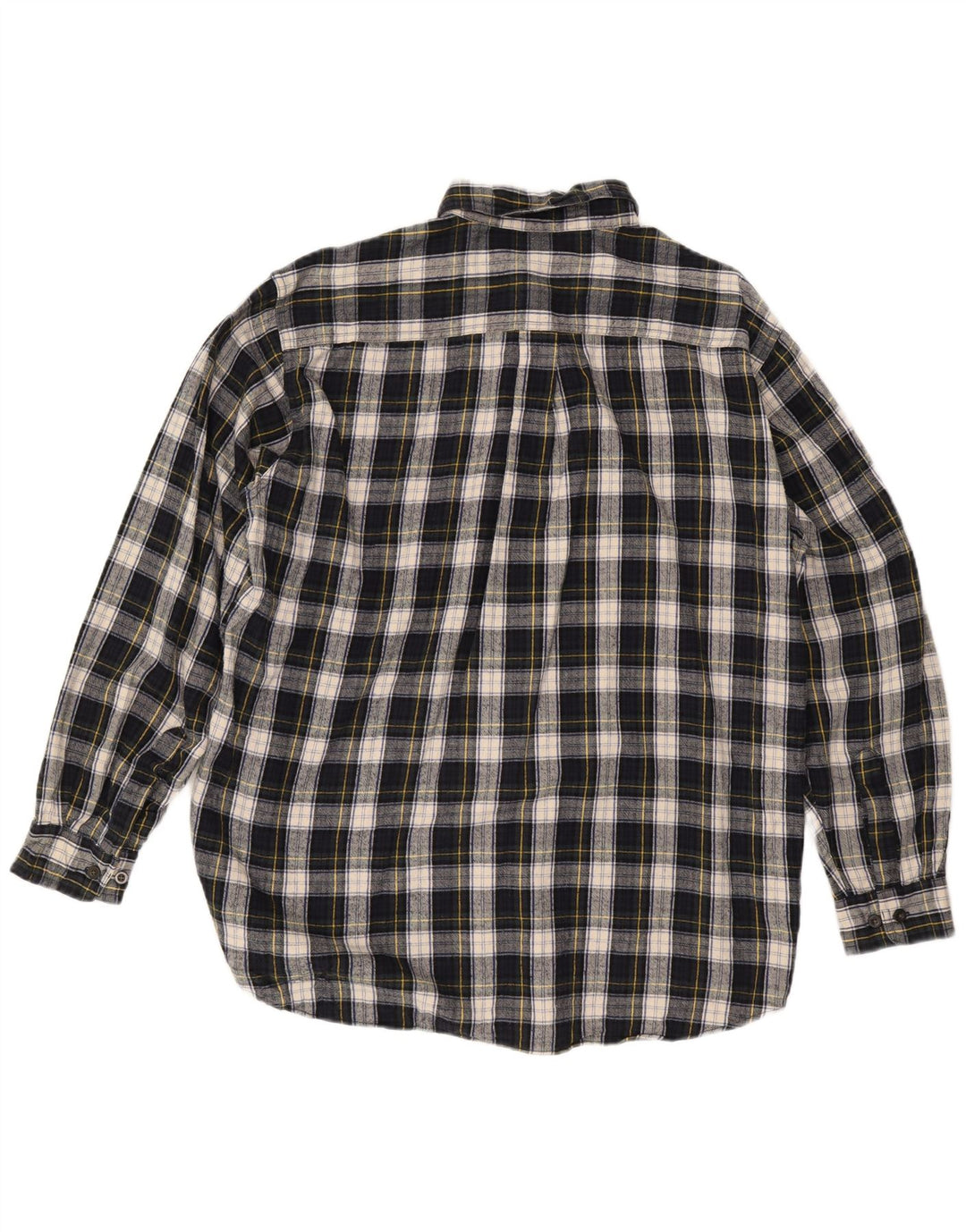 Camisa masculina de flanela L.L.BEAN grande algodão xadrez azul marinho