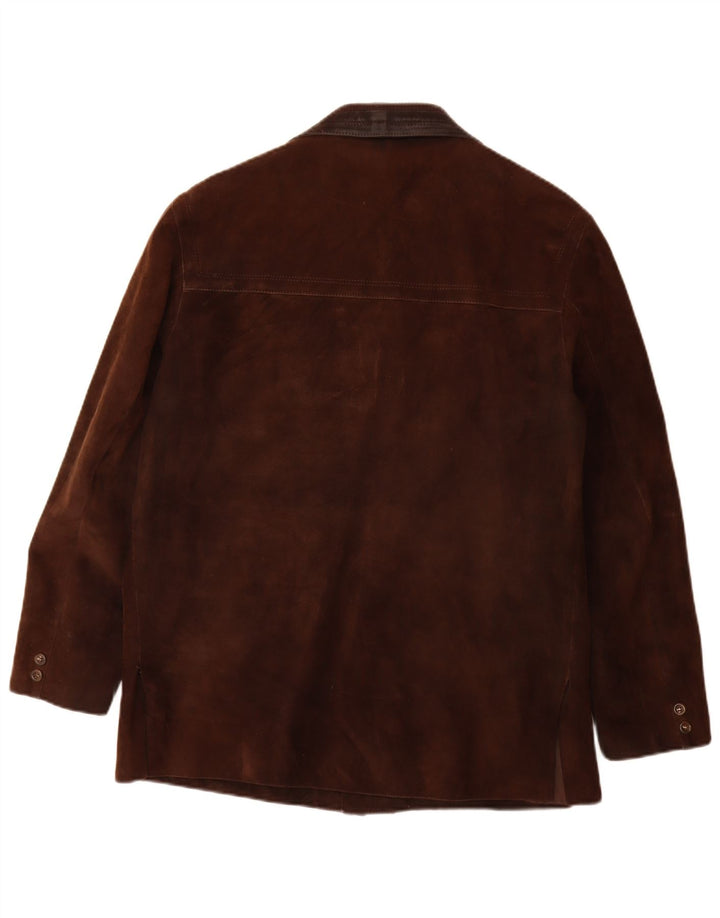 Jaqueta masculina vintage de camurça UK 40 grande marrom