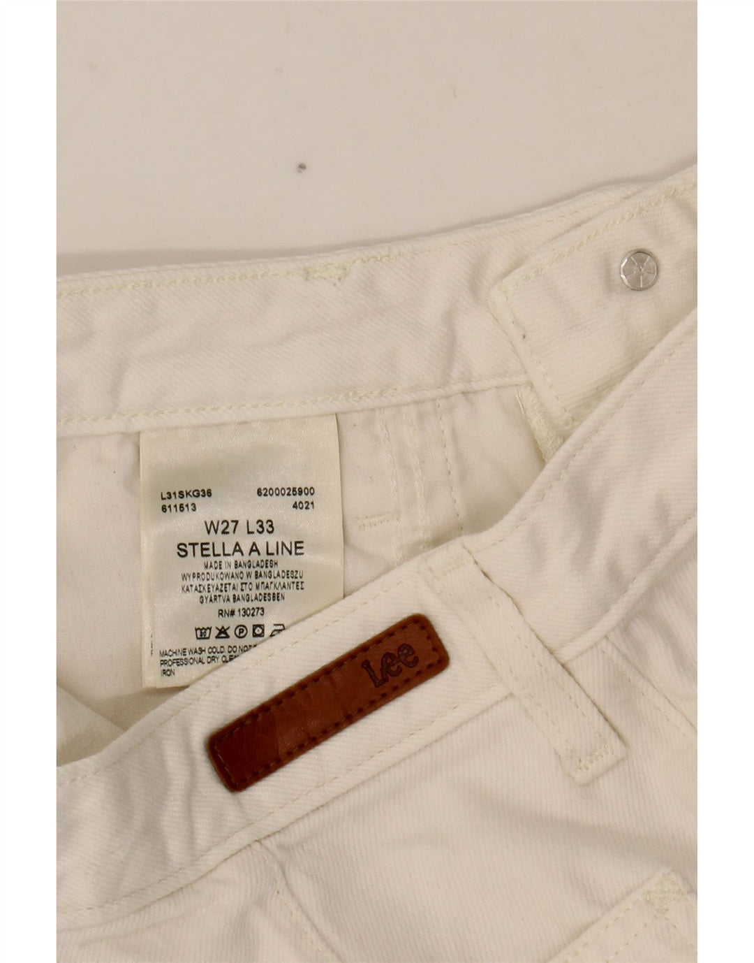 LEE Womens Stella Wide Leg Jeans W27 L27 Algodão Branco