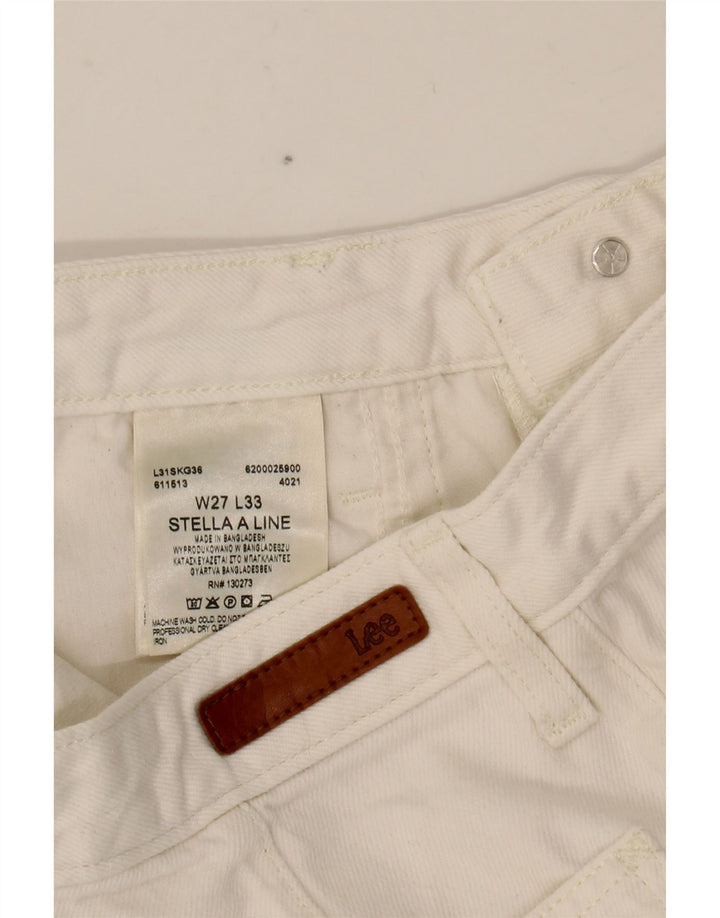 LEE Womens Stella Wide Leg Jeans W27 L27 Algodão Branco
