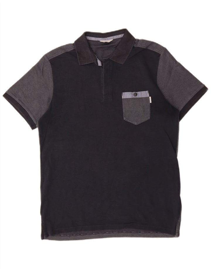 Camisa polo masculina Jack & Jones médio azul marinho algodão colorblock