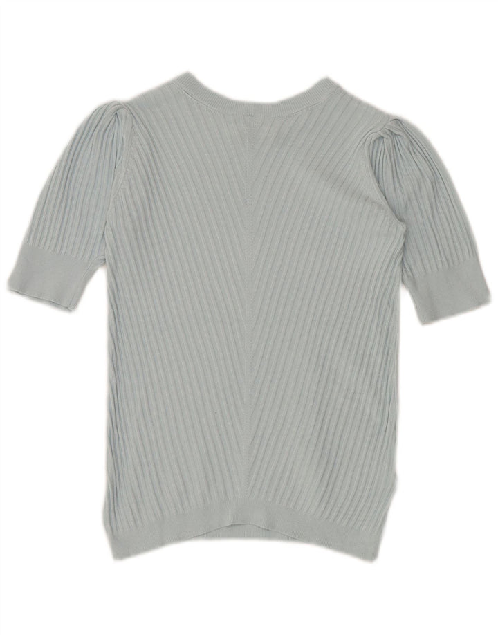 Suéter feminino Marks & Spencer com gola redonda e gola redonda Reino Unido 10 pequeno azul