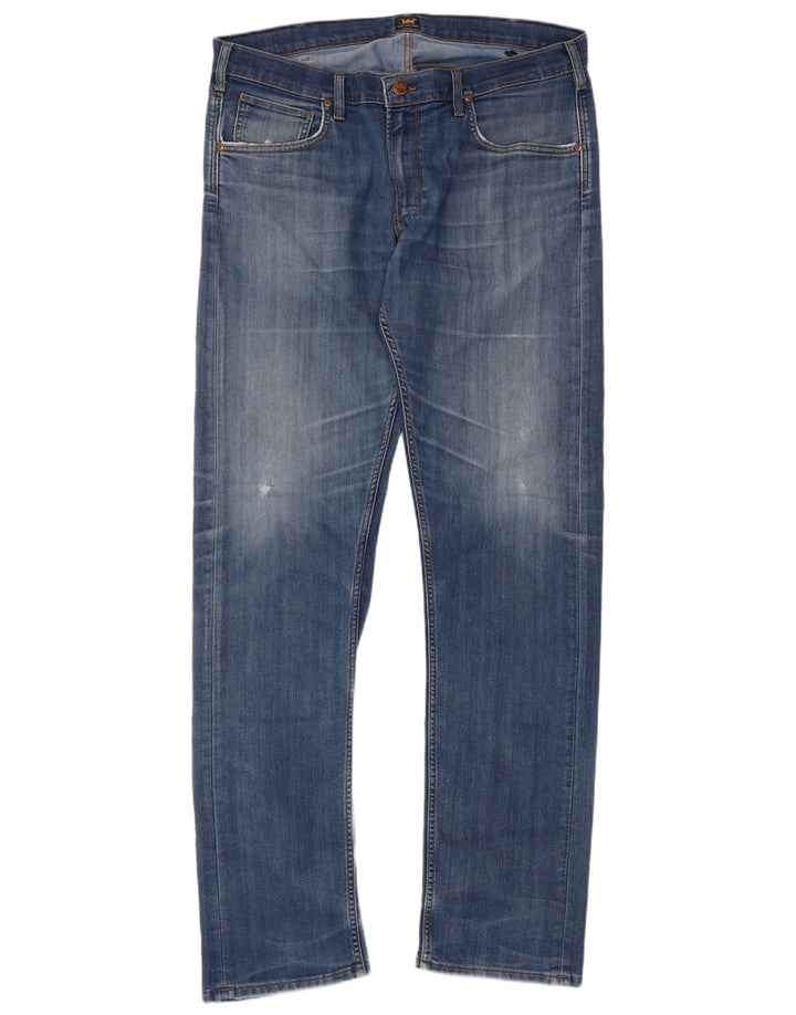 Lee Mens Straight Jeans W38 L36 Azul Algodão