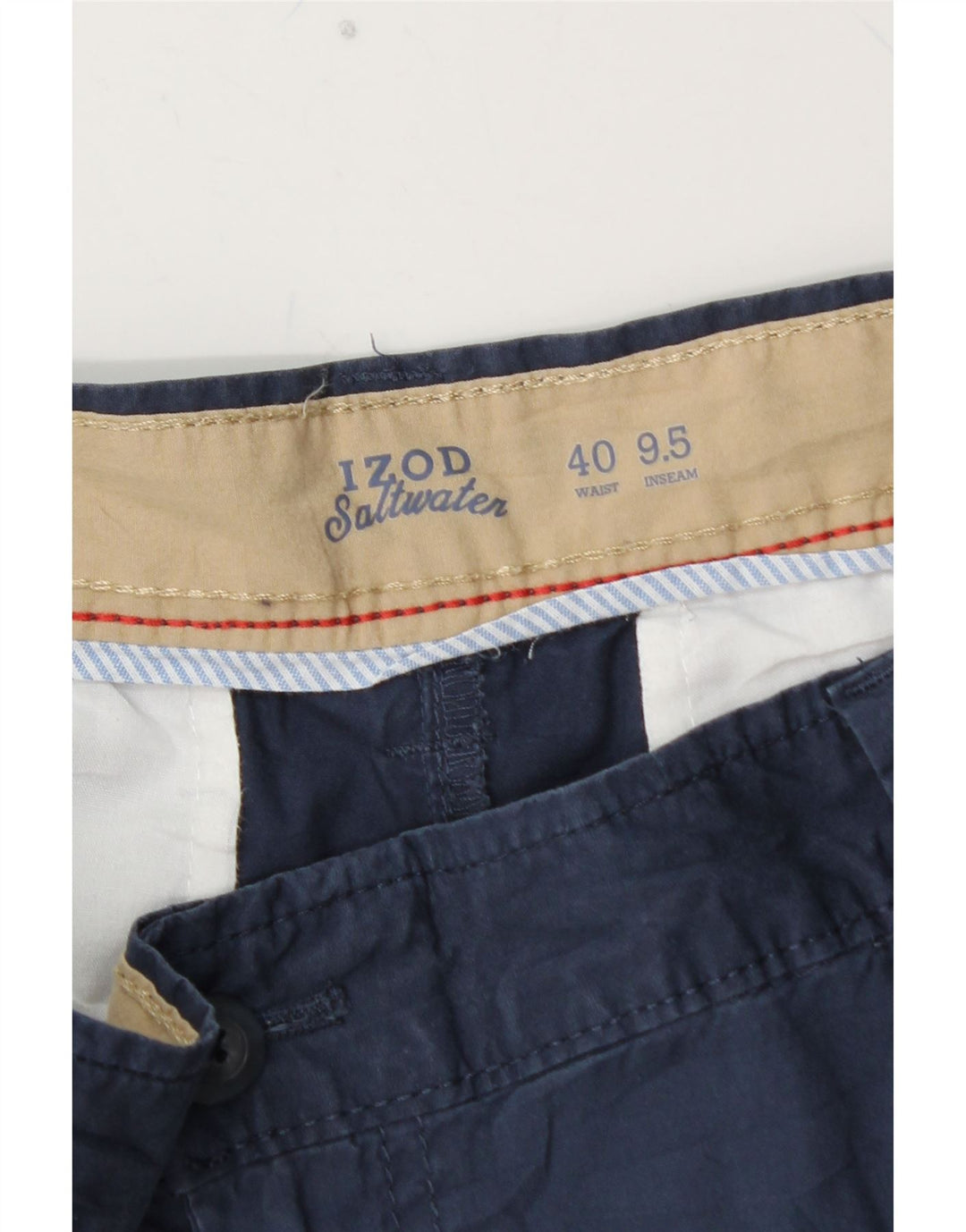 Shorts chino masculino IZOD água salgada W40 XL algodão azul marinho