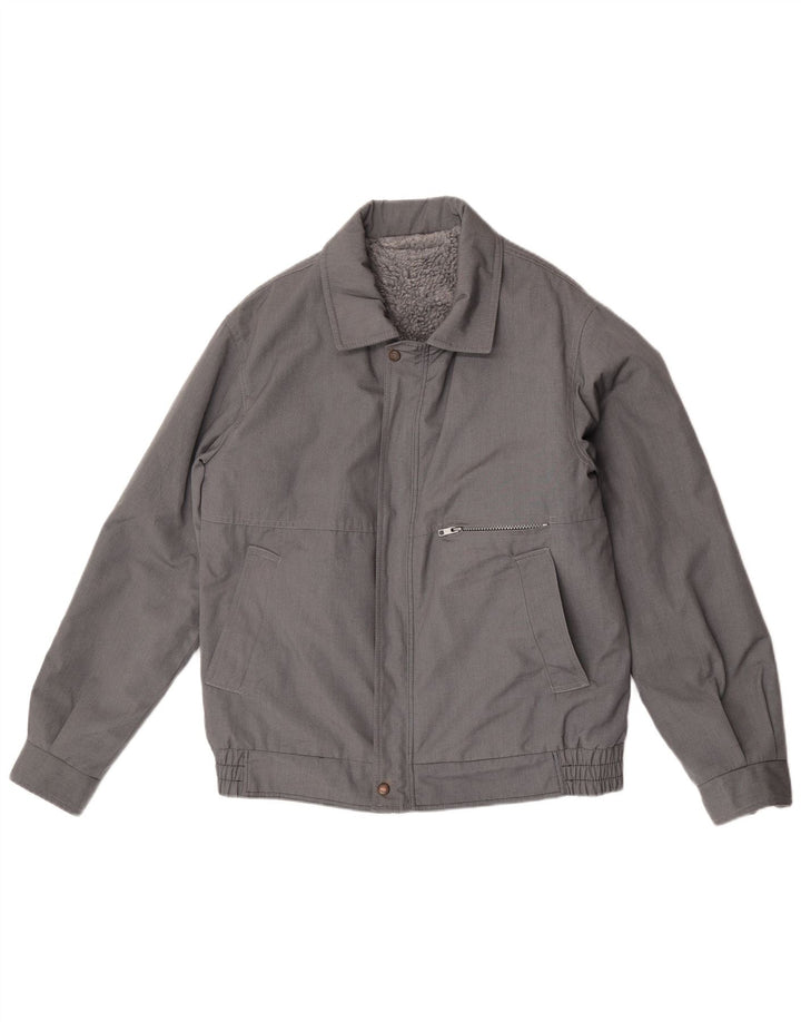 Jaqueta corta-vento masculina vintage UK 38 cinza médio
