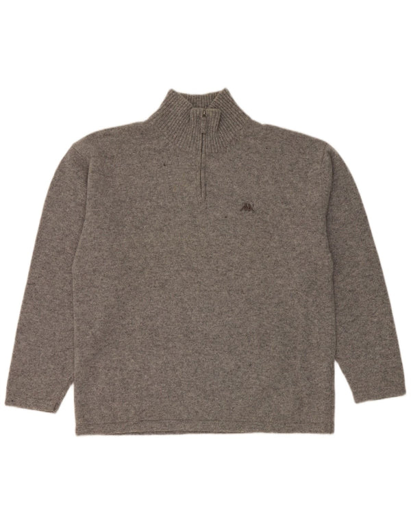 Suéter masculino Kappa com zíper e gola 2XL lã virgem manchada cinza
