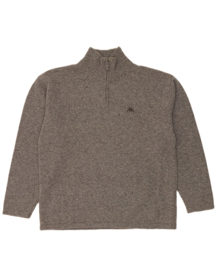 Suéter masculino Kappa com zíper e gola 2XL lã virgem manchada cinza