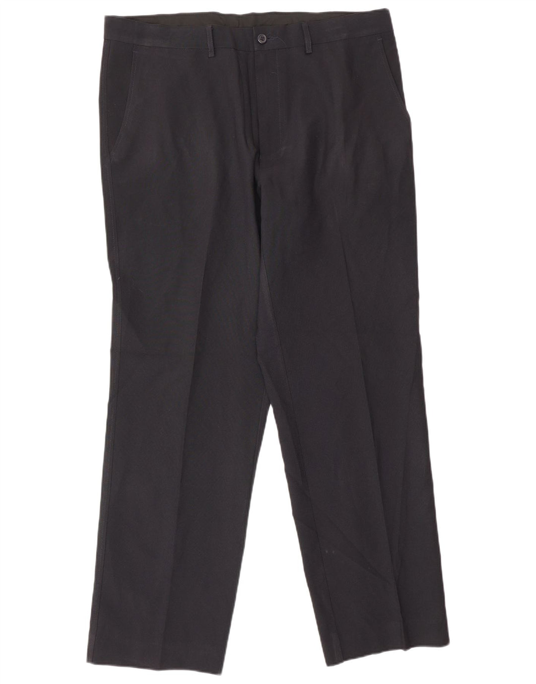 Calça masculina de terno reto Marks & Spencer W36 L31 poliéster azul marinho