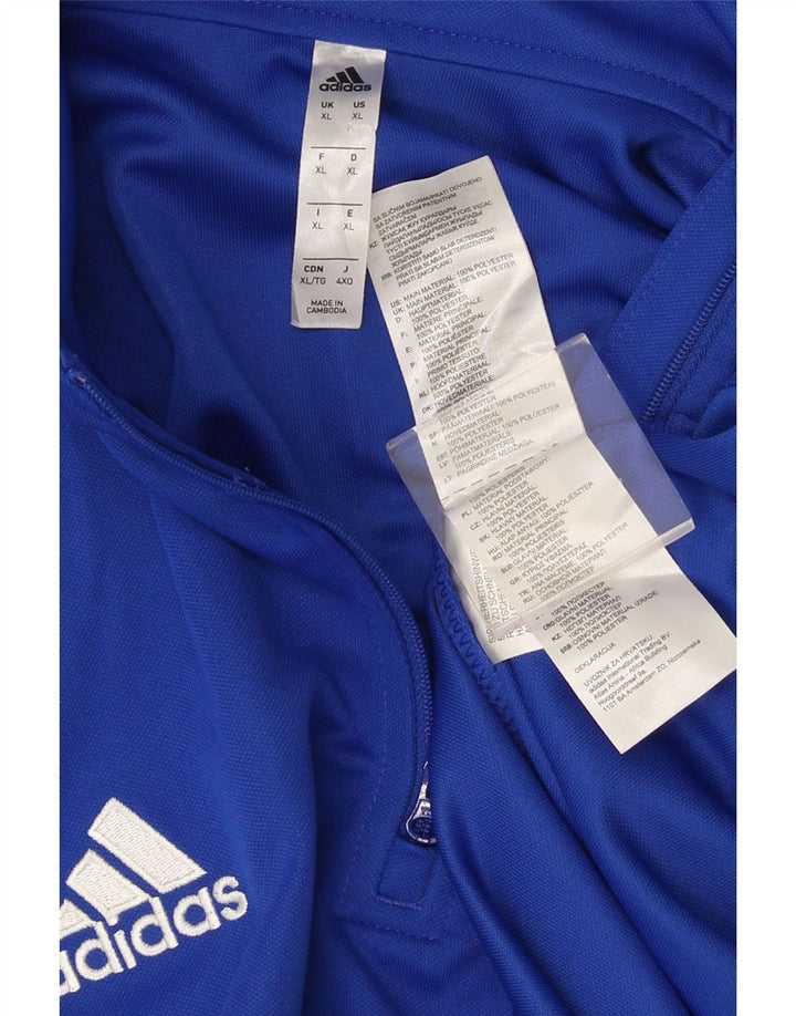 Top feminino Adidas Climalite gráfico com zíper e manga comprida XL azul poliéster
