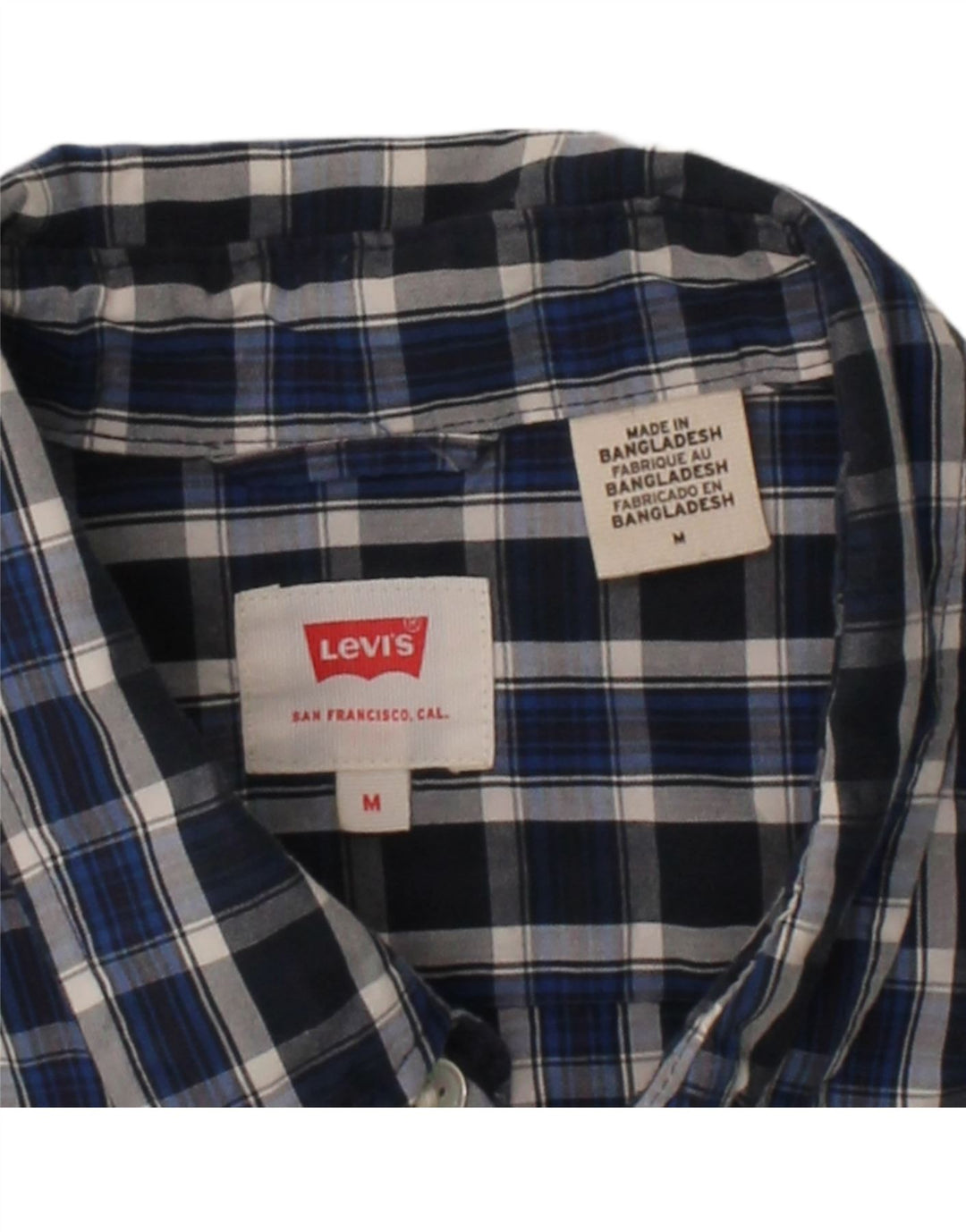 Camisa masculina LEVI'S média xadrez azul marinho de algodão