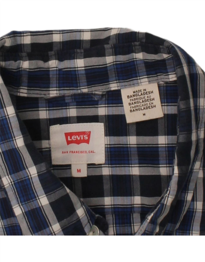 Camisa masculina LEVI'S média xadrez azul marinho de algodão
