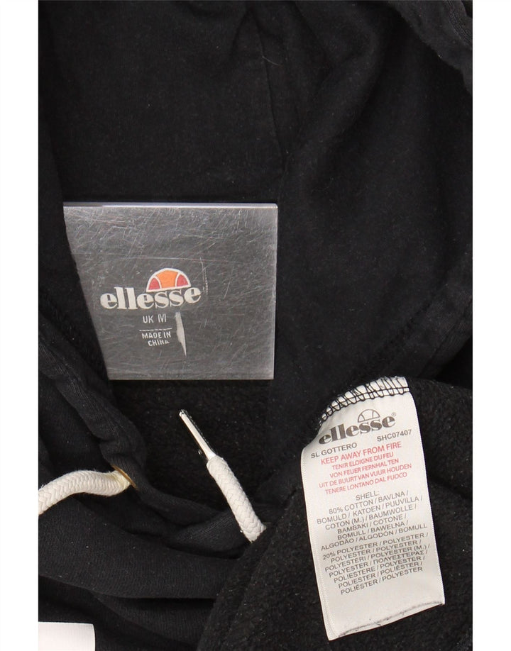ELLESSE moletom com capuz gráfico masculino médio algodão preto