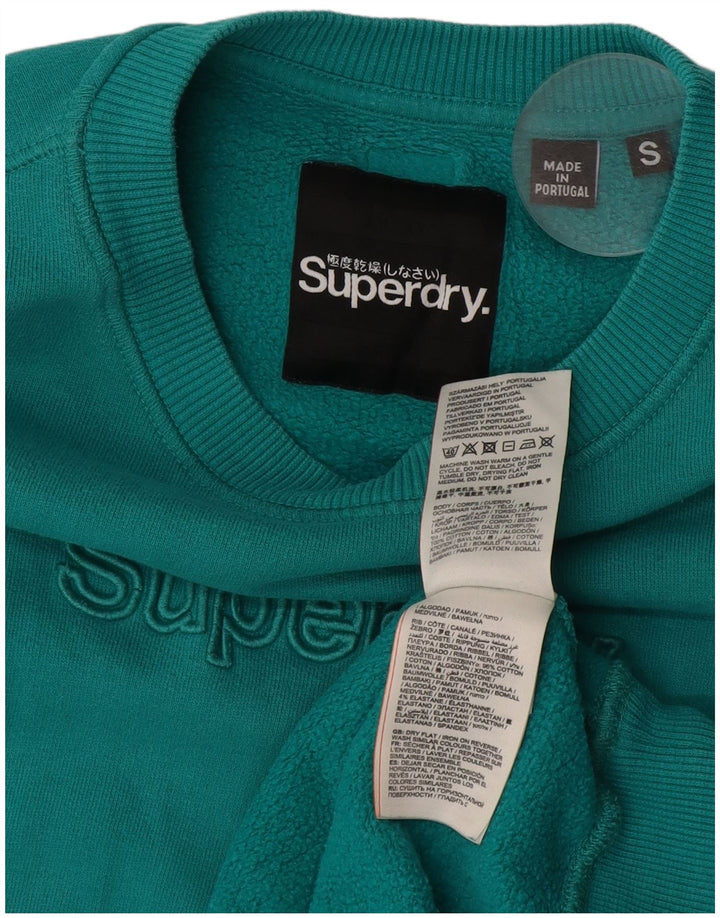 SUPERDRY moletom gráfico masculino jumper pequeno algodão turquesa
