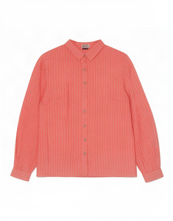 Camisa feminina vintage Reino Unido 16 grande algodão listrado rosa