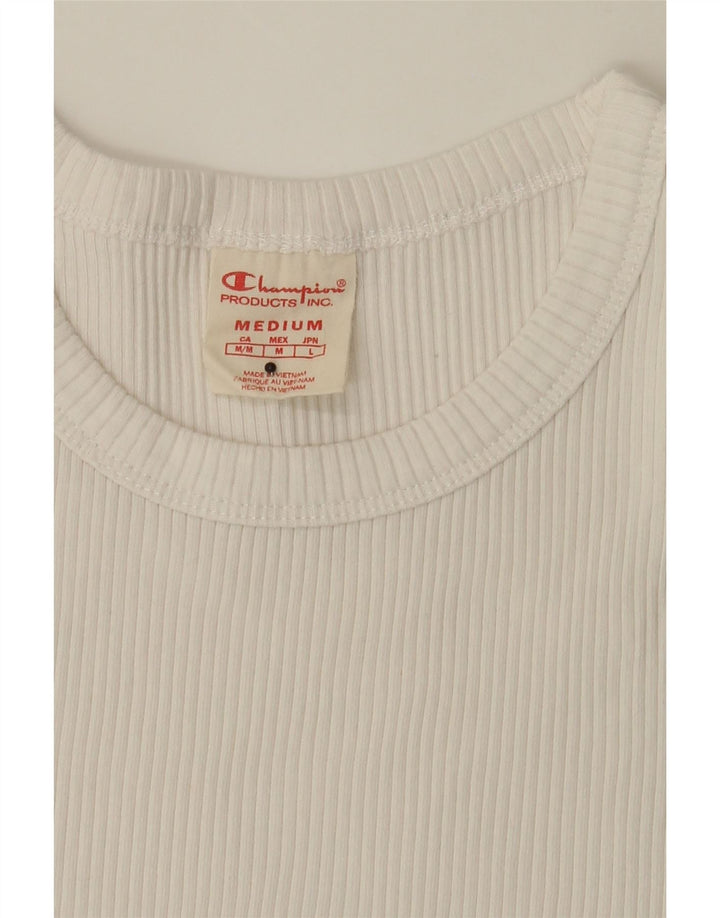 CHAMPION Womens Crop T-Shirt Top UK 12 Medium White Vintage Champion and Second-Hand Champion from Messina Hembry 