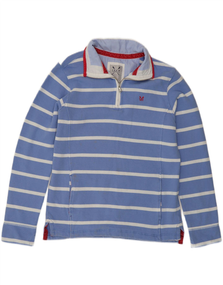 Crew Clothing feminino oversized moletom jumper UK 10 pequeno azul listrado