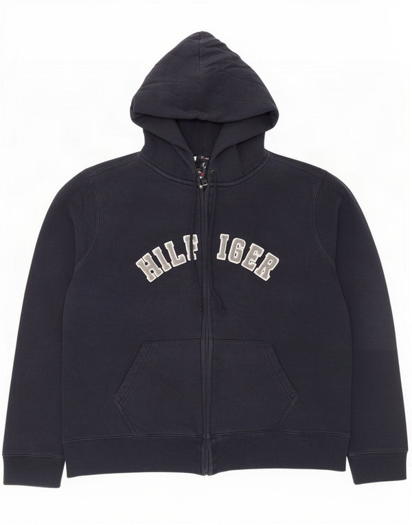 Tommy Hilfiger Suéter feminino com capuz e zíper gráfico UK 18 XL Azul marinho