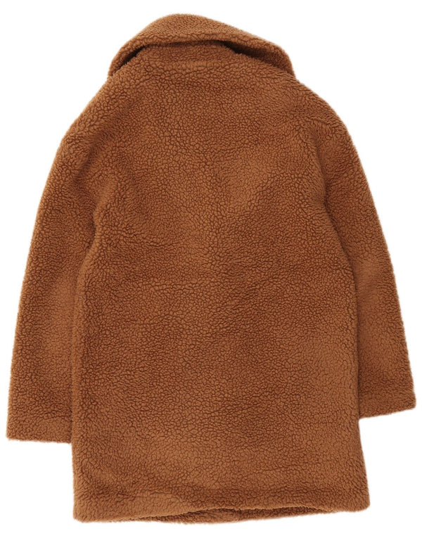 Sobretudo feminino Teddy Oversized Abercrombie & Fitch UK 6 XS poliéster marrom