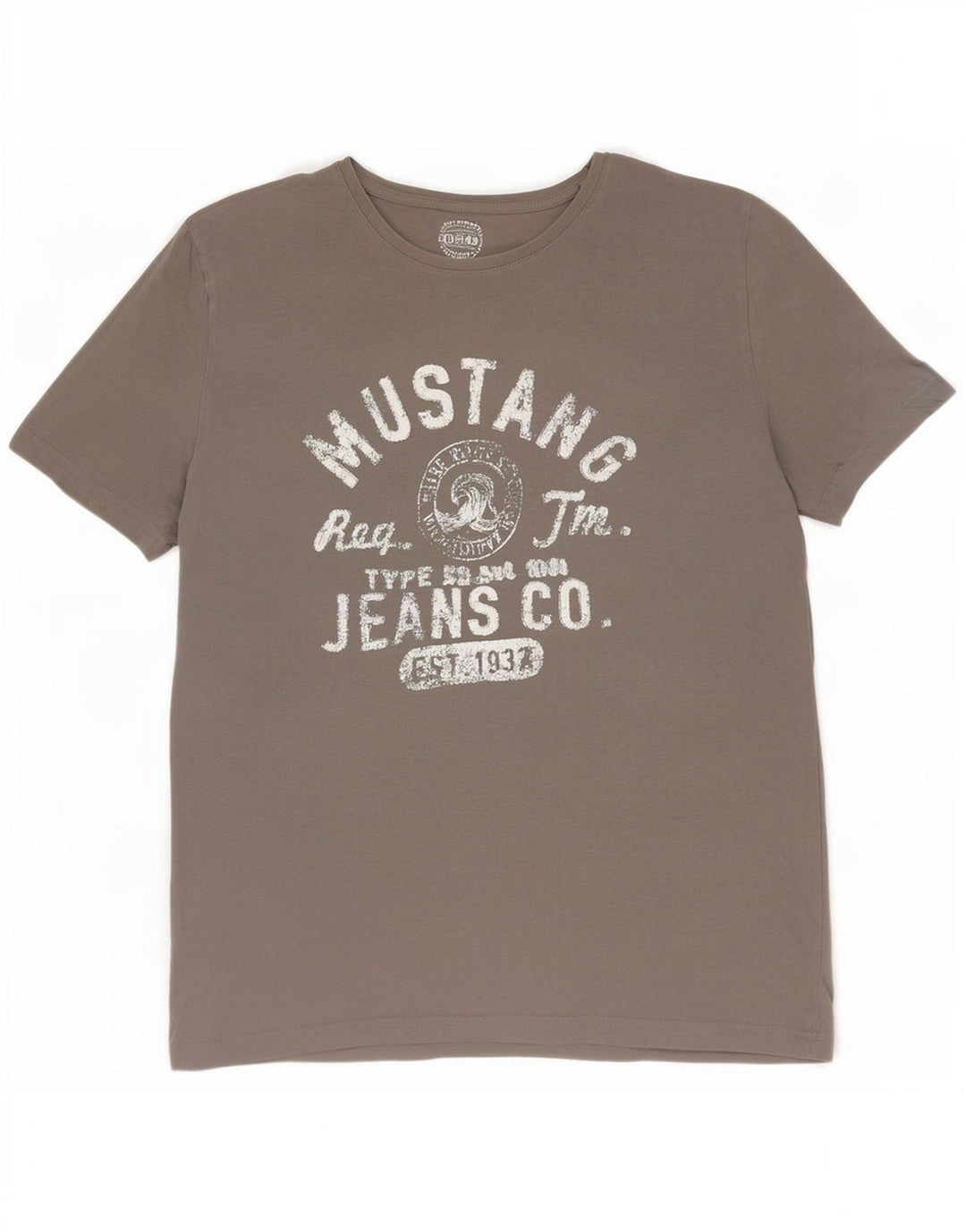 Camiseta gráfica masculina Mustang Top XL algodão cinza