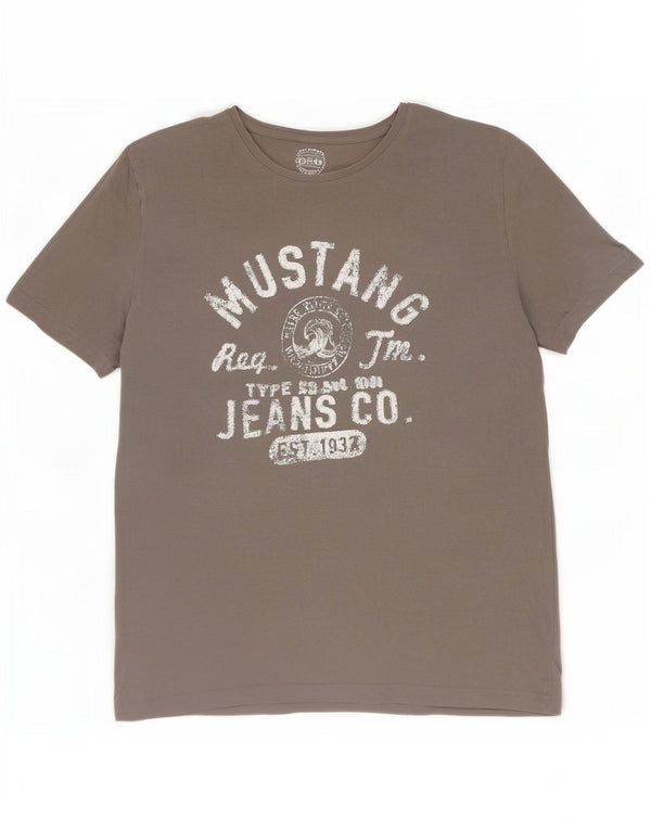 Camiseta gráfica masculina Mustang Top XL algodão cinza