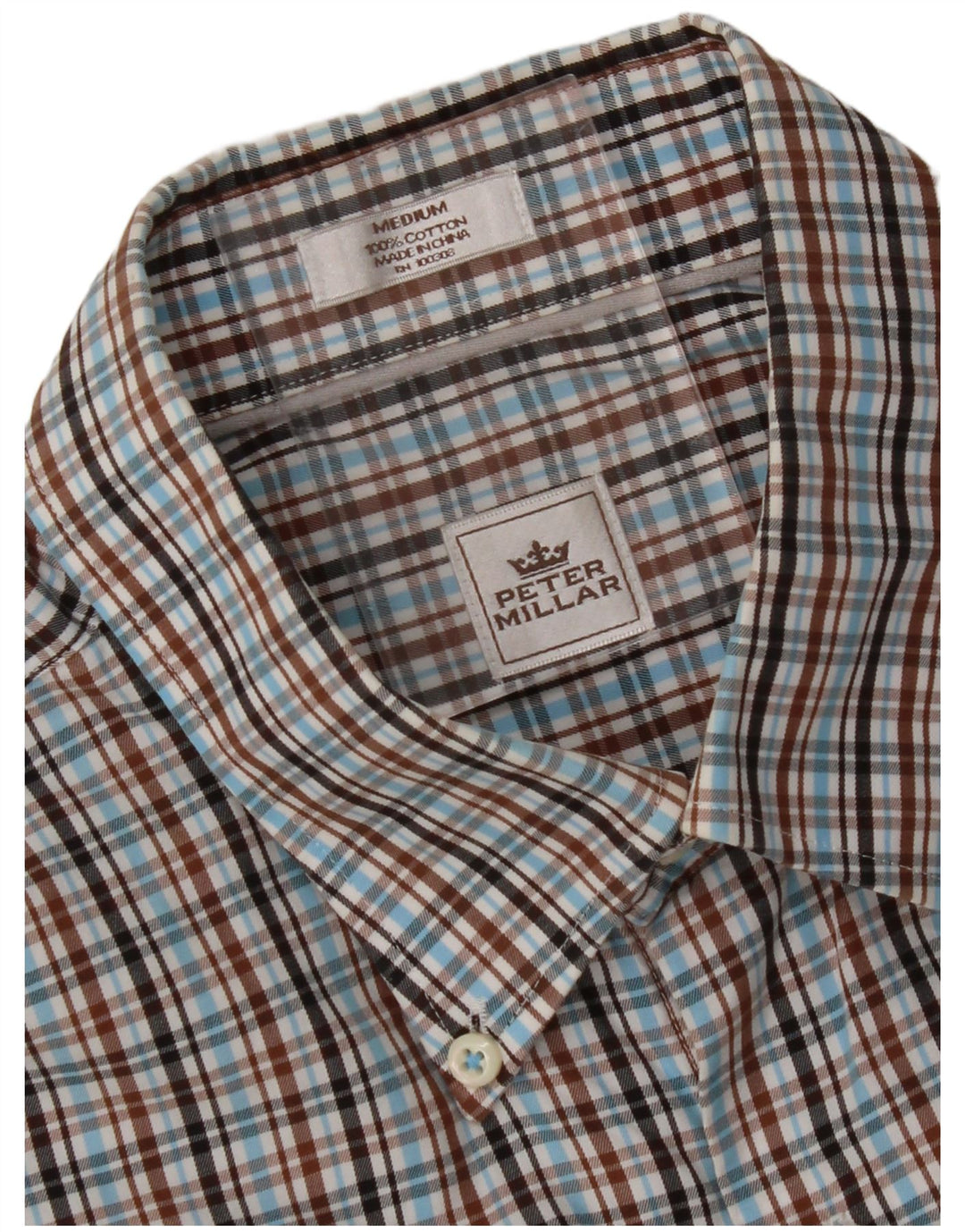 Camisa masculina PETER MILLAR média xadrez multicolorida de algodão