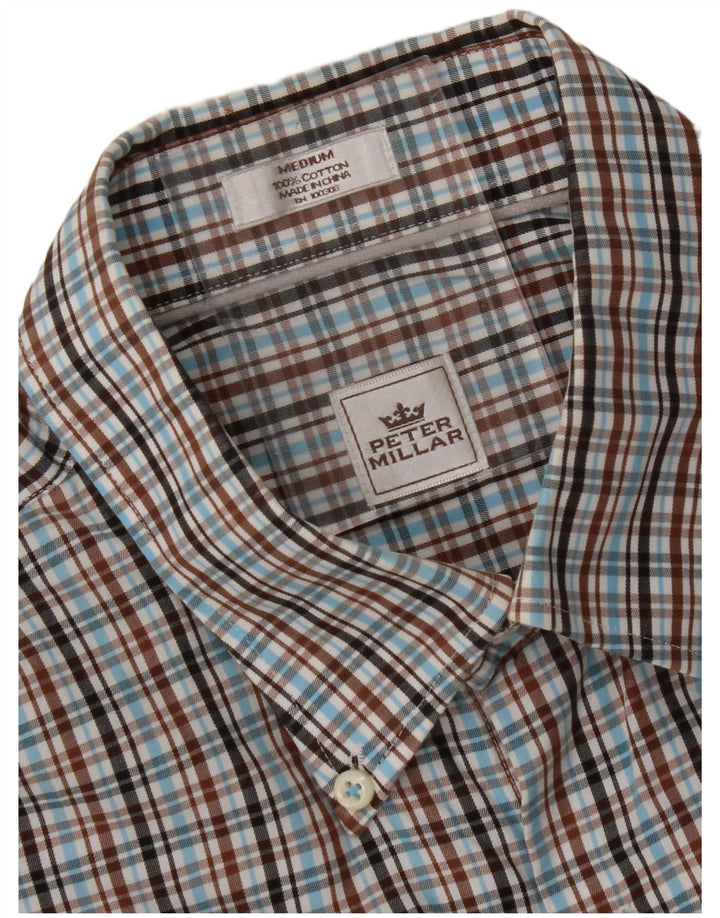 Camisa masculina PETER MILLAR média xadrez multicolorida de algodão