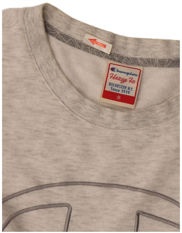 Jumper de moletom gráfico Champion feminino Heritage Fit UK 14 cinza médio