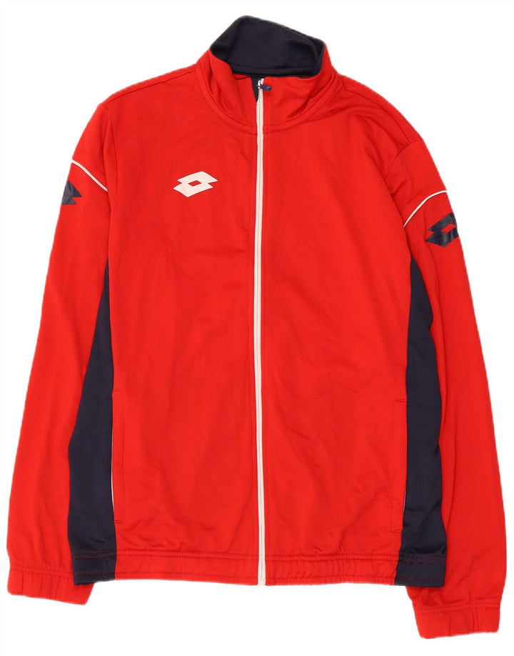 LOTTO Mens Graphic Tracksuit Top Jacket Médio Vermelho Colorblock Poliéster