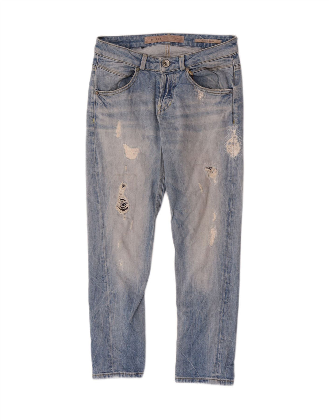 Guess Jeans femininos desgastados slim W26 L24 algodão azul