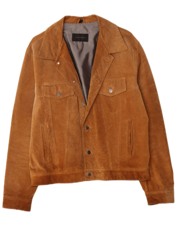 Jaqueta masculina vintage de camurça UK 42 XL couro marrom